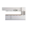 Bucatarie Alfa 380, alb, blat termic nuc, corp hota, soldat