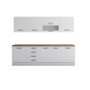 Bucatarie Alfa 260, Cu vitrina, Alb, Blat termic nuc