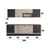 Bucatarie Alfa 260, Cu vitrina, Sonoma/Wenge, Blat termic nuc