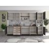 Bucatarie Alfa 320, sonoma/wenge, blat termic nuc, corp pentru cuptor incorporabil