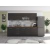 Bucatarie Alfa 260, Cu vitrina, Wenge, Blat termic nuc