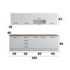 Bucatarie Alfa 260, Cu vitrina, Alb, Blat termic nuc