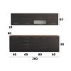 Bucatarie Alfa 260, Cu vitrina, Wenge, Blat termic nuc