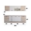 Bucatarie Alfa 260, Cu vitrina, Alb/Sonoma, Blat termic travertin