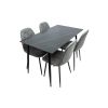 Set masa MBS-40 negru, cu 4 scaune tapitate gri deschis