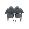 Set masa MBS-40 negru, cu 4 scaune tapitate gri deschis