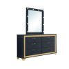 Set pat 1927, 160x200 cm, negru, 2 noptiere, 2 comode, oglinda