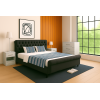 Pat 9036, 160x200, tapitat, Negru, cu 2 noptiere si comoda