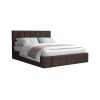 Pat Cozy cu saltea, 160x200 cm, maro, suport saltea din PAL