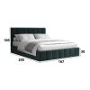 Pat Cozy cu saltea, 160x200 cm, verde, suport saltea din PAL