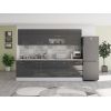 Bucatarie Alfa 260, Cu vitrina, Gri lucios, Blat termic travertin