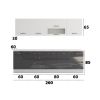 Bucatarie Alfa 260, Cu vitrina, Gri/Alb lucios, Blat termic alb