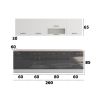 Bucatarie Alfa 260, Cu vitrina, Gri/Alb lucios, Blat termic travertin