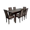 Set masa extensibila Mb-21 modena1, 140-180x80 cm cu 6 scaune tapitate Roma 4 o 25b, nuc, lemn masiv de fag, stofa