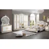 Dormitor Paloma, bej, pat 160x200 cm, dulap cu 6 usi, comoda, 2 noptiere