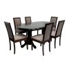 Set masa extensibila jork 160-200 cm, lemn masiv wenge, cu 8 scaune tapitate nuc, Roma 4 O 25b