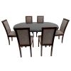 Set masa extensibila jork 160-200 cm, lemn masiv wenge, cu 8 scaune tapitate nuc, Roma 4 O 25b