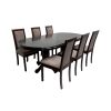 Set masa extensibila jork 160-200 cm, lemn masiv wenge, cu 8 scaune tapitate nuc, Roma 4 O 25b