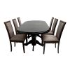 Set masa extensibila jork 160-200 cm, lemn masiv wenge, cu 8 scaune tapitate nuc, Roma 4 O 25b