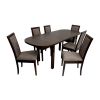 Set masa extensibila 160x200cm MB-12 Venus1 cu 6 scaune tapitate Roma 4 O 25b, nuc, lemn masiv de fag, stofa