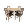 Set masa fixa 100 cm Mb-12 poli2 b/g cu 4 scaune tapitate S-38 boss4 s6, alb/nuc, lemn masiv, stofa