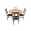 Set masa fixa 100 cm Mb-12 poli2 b/g cu 4 scaune tapitate S-38 boss4 s6, alb/nuc, lemn masiv, stofa