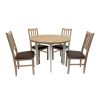 Set masa fixa 100 cm Mb-12 poli2 b/g cu 4 scaune tapitate S-38 boss4 s6, alb/nuc, lemn masiv, stofa