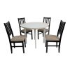 Set masa fixa 100 cm Mb-12 poli2 b cu 4 scaune tapitate S-38 boss4 w2, alb/wenge, lemn masiv, stofa