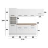 Bucatarie Sofia 260 cm, Alb, Blat termic nuc, Corp cuptor incorporabil
