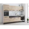 Bucatarie Sofia 260 cm, Sonoma / Wenge, Blat termic alb, Corp cuptor incorporabil