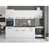 Bucatarie sofia 260 cm, alb, blat termic wenge, corp cuptor incorporabil