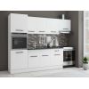 Bucatarie sofia 260 cm, alb, blat termic wenge, corp cuptor incorporabil