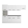 Bucatarie sofia 260 cm, alb, blat termic wenge, corp cuptor incorporabil