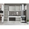 Bucatarie sofia 260 cm, alb, blat termic wenge, corp cuptor incorporabil