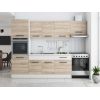 Bucatarie Sofia 260 cm, Sonoma / Alb, Blat termic alb, Corp cuptor incorporabil