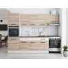 Bucatarie Sofia 260 cm, Sonoma / Alb, Blat termic nuc, Corp cuptor incorporabil