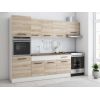 Bucatarie Sofia 260 cm, Sonoma / Alb, Blat termic nuc, Corp cuptor incorporabil