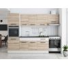 Bucatarie sofia 260 cm, sonoma / alb, blat termic wenge, corp cuptor incorporabil