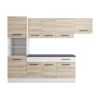 Bucatarie sofia 260 cm, sonoma / alb, blat termic wenge, corp cuptor incorporabil