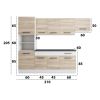 Bucatarie sofia 260 cm, sonoma / alb, blat termic wenge, corp cuptor incorporabil
