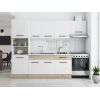 Bucatarie Sofia 260 cm, Alb / Sonoma, Blat termic alb, Corp cuptor incorporabil