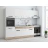 Bucatarie Sofia 260 cm, Alb / Sonoma, Blat termic alb, Corp cuptor incorporabil