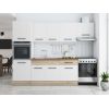 Bucatarie Sofia 260 cm, Alb / Sonoma, Blat termic nuc, Corp cuptor incorporabil