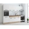 Bucatarie Sofia 260 cm, Alb / Sonoma, Blat termic nuc, Corp cuptor incorporabil