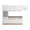 Bucatarie sofia 260 cm, alb / sonoma, blat termic wenge, corp cuptor incorporabil