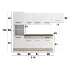Bucatarie sofia 260 cm, alb / sonoma, blat termic wenge, corp cuptor incorporabil