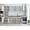 Bucatarie sofia 260 cm, alb / sonoma, blat termic wenge, corp cuptor incorporabil