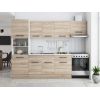 Bucatarie Sofia 260 cm, Sonoma, Blat termic alb, Corp cuptor incorporabil