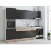 Bucatarie Sofia 260 cm, Wenge / Sonoma, Blat termic alb, Corp cuptor incorporabil
