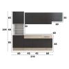 Bucatarie Sofia 260 cm, Wenge / Sonoma, Blat termic alb, Corp cuptor incorporabil
